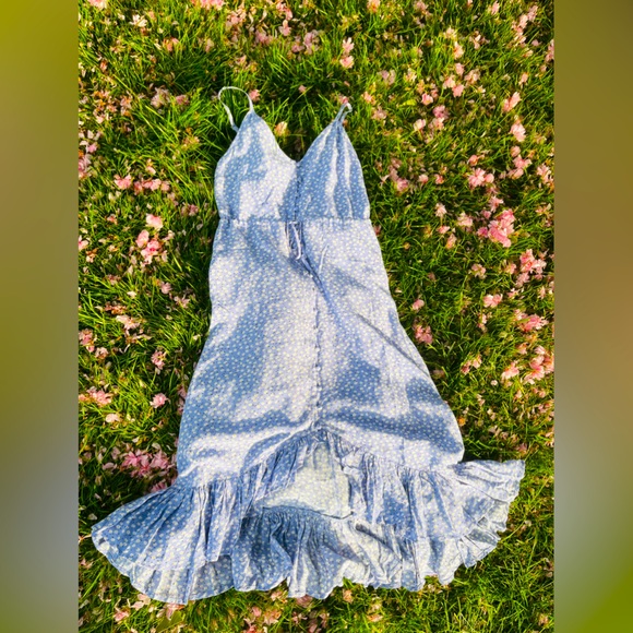RAILS - blue dress with button front and ruffle at the bottom - size XXS  -new